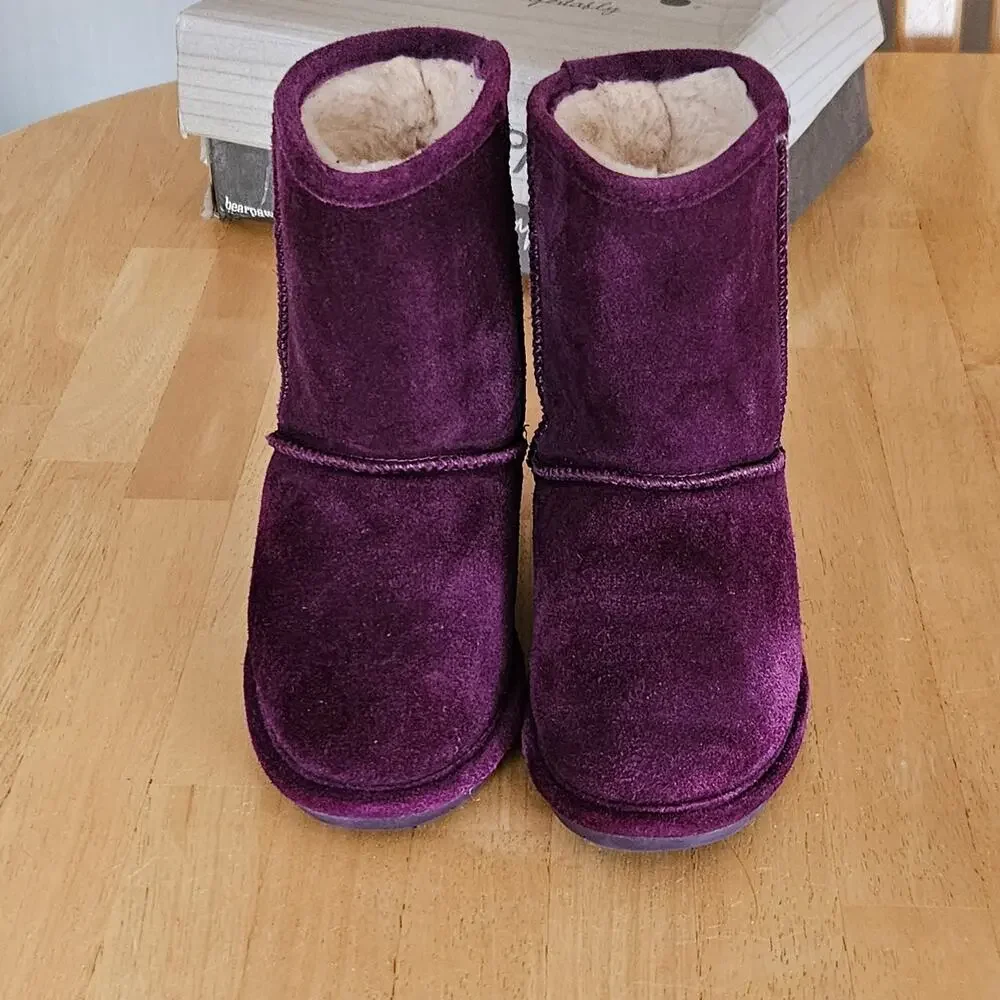 Bearpaw Emma Youth Short Boots Plum sz 3 M EUC